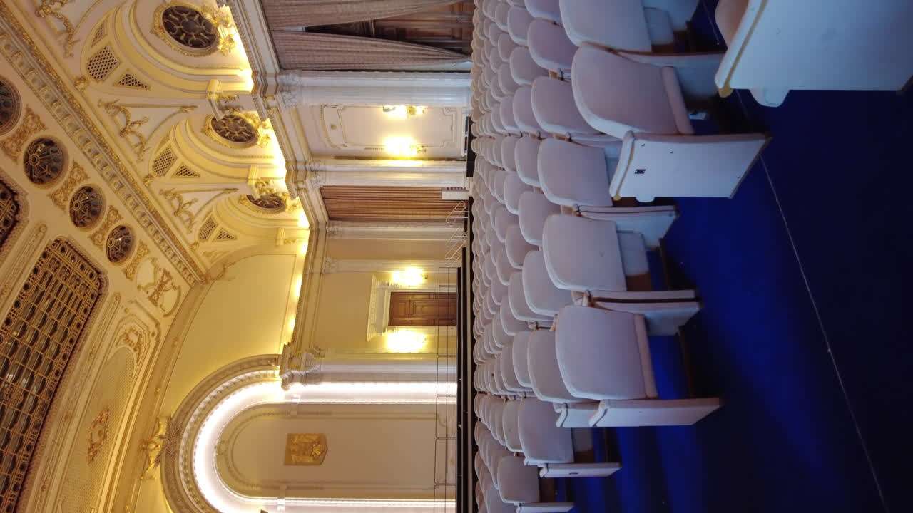 The inside of the Palace of Parliament in Bucharest, Romania. Vertical