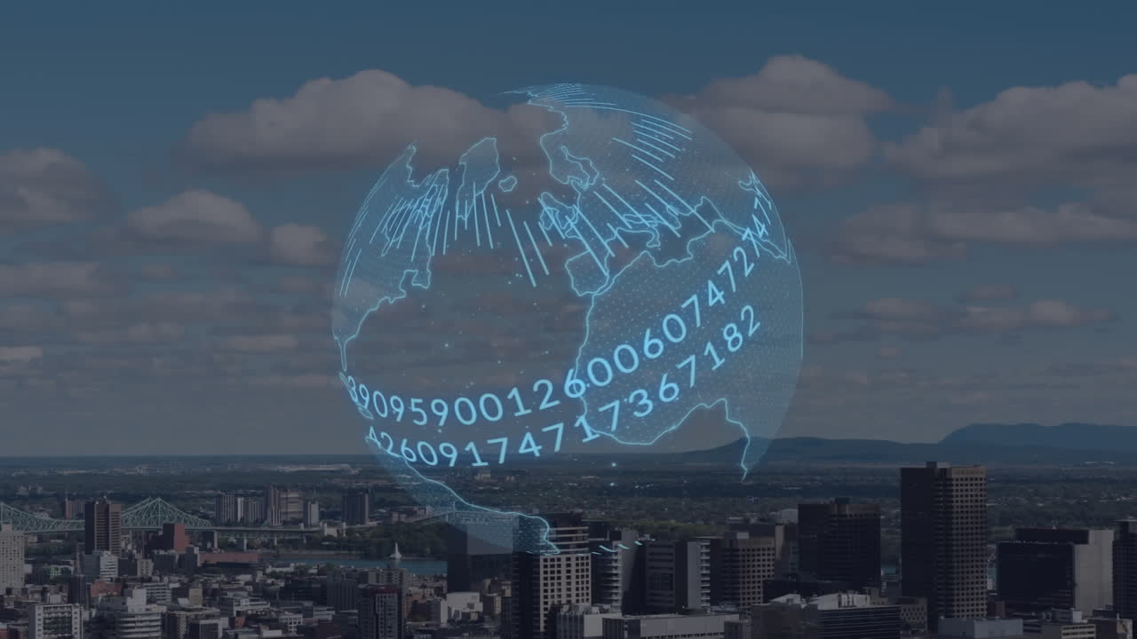 도시 풍경에 대한 연결 네트워크의 애니메이션