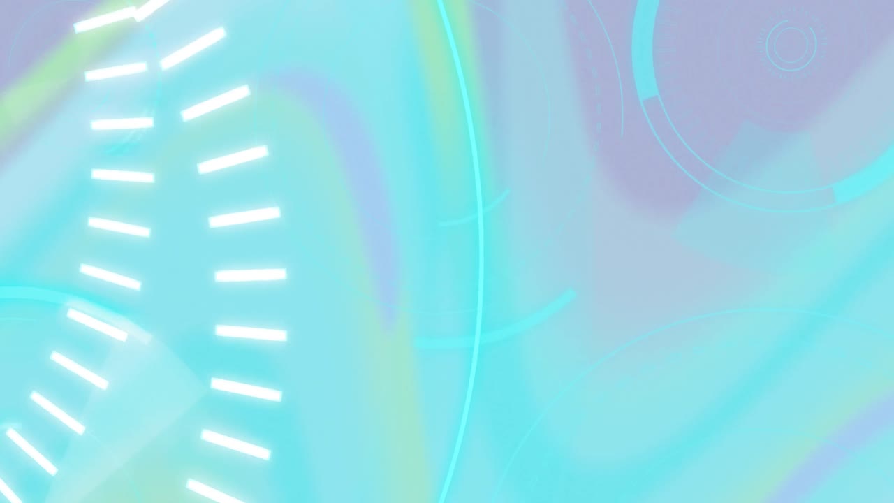 회전하고 빛나는 파란색과 보라색 배경의 원 위에 5g 텍스트의 애니메이션