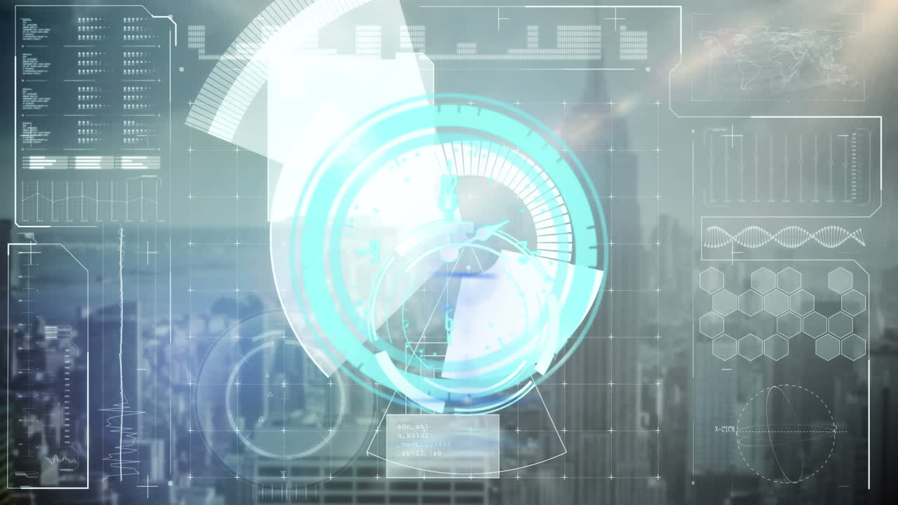 시계 오버 스 ⁇  스캐닝과 도시 풍경으로 데이터 처리의 애니메이션