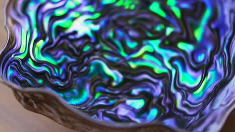 close-up of iridescent abalone shell pattern