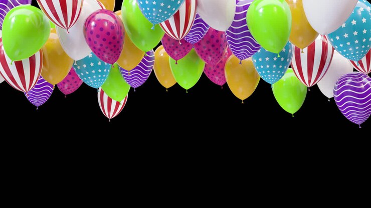 Palloncini multicolori sul soffitto con canale alfa