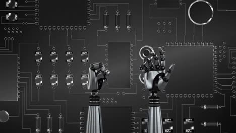 robot hands and circuit board