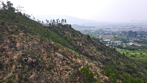 aerial view of eroded hillside soil in yuen