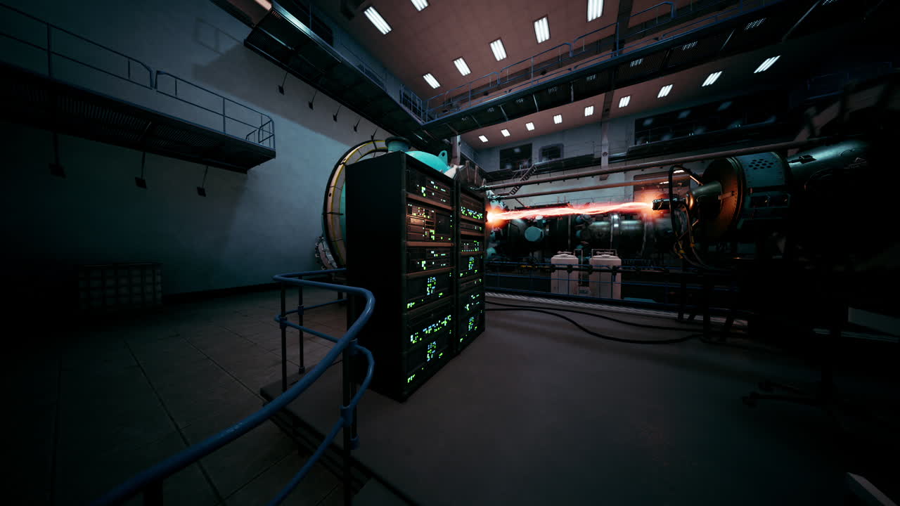 Futuristic scifi laboratory with advanced technology and glowing equipment