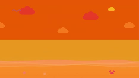 animación de una playa al atardecer