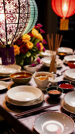 a festive chinese dinner table setting