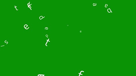 falling english alphabets motion graphics with green screen background