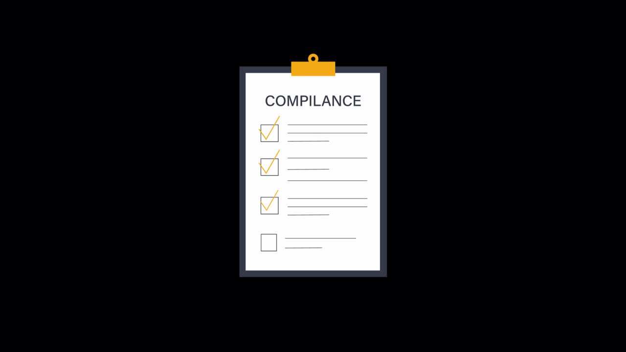 Animated Compliance Checklist on Clipboard with Checkmarks