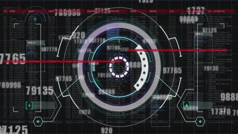 Animation-of-multiple-changing-numbers-over-interface-with-round-scanner-and-data-processing