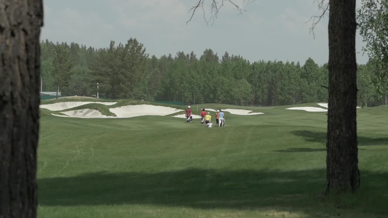 경치 좋은 골프장 에 있는 골퍼 들