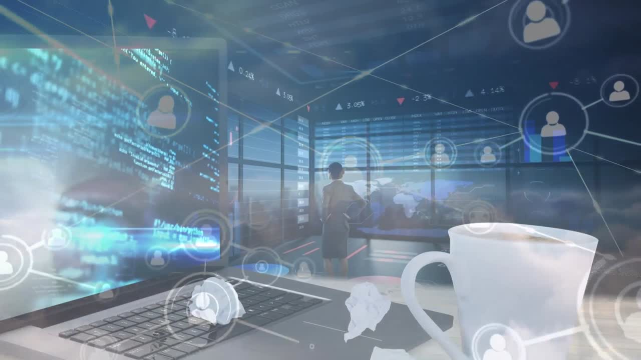 オフィス上での接続ネットワークのアニメーション