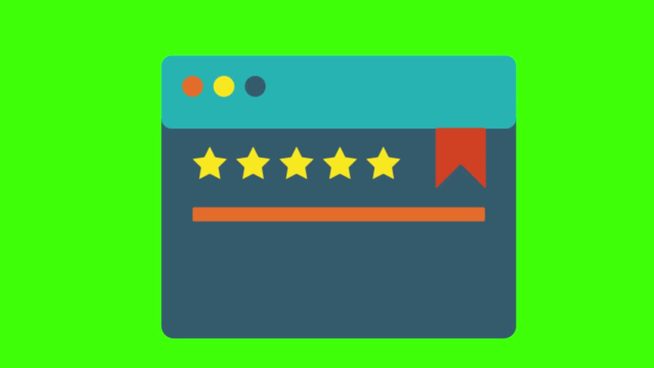 Animation of a page ranking icon on a green screen