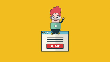 businessman with send webpage template avatar character