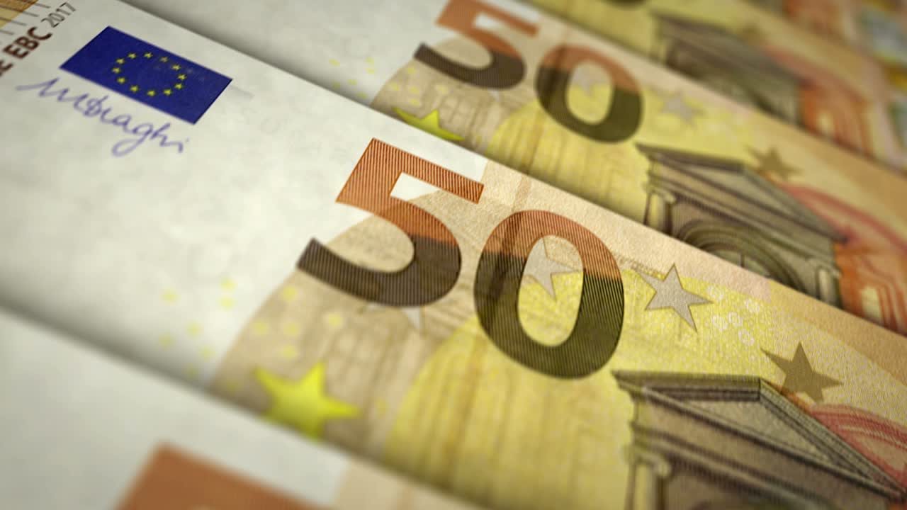 50 유로 지폐 표면 루프 애니메이션