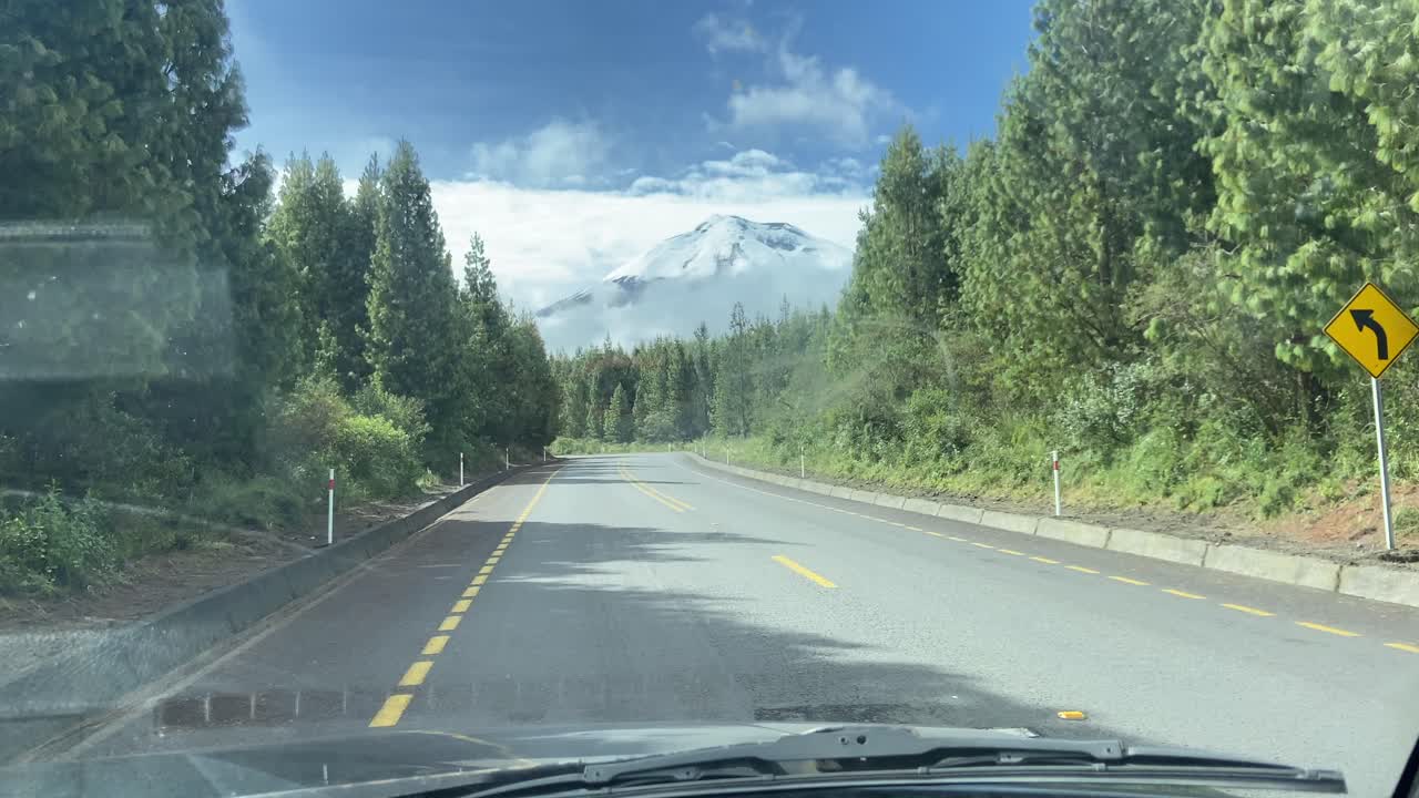 Cotopaxi Andes mountains volcano roadtrip POV window view Ecuador road