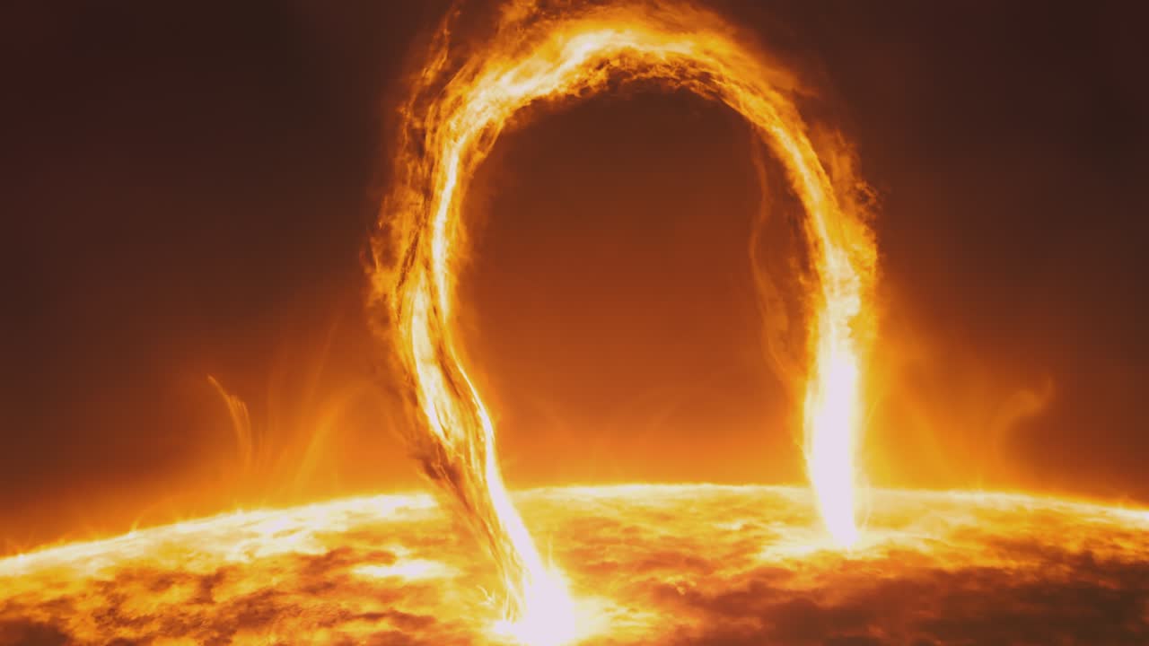 거대한 태양 플레어가 폭발하면서 태양의 근접. 태양 표면 시리즈 4k.