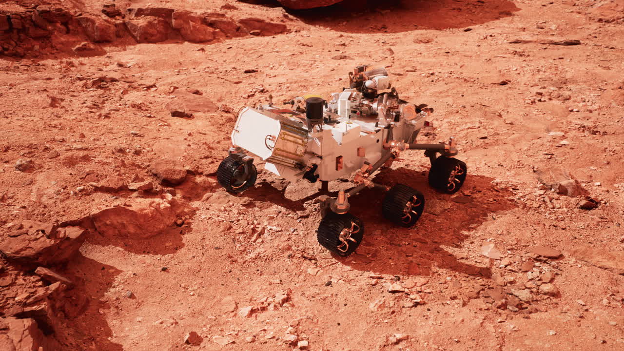 Mars Rover Perseverance exploring the red planet. Elements furnished by NASA.