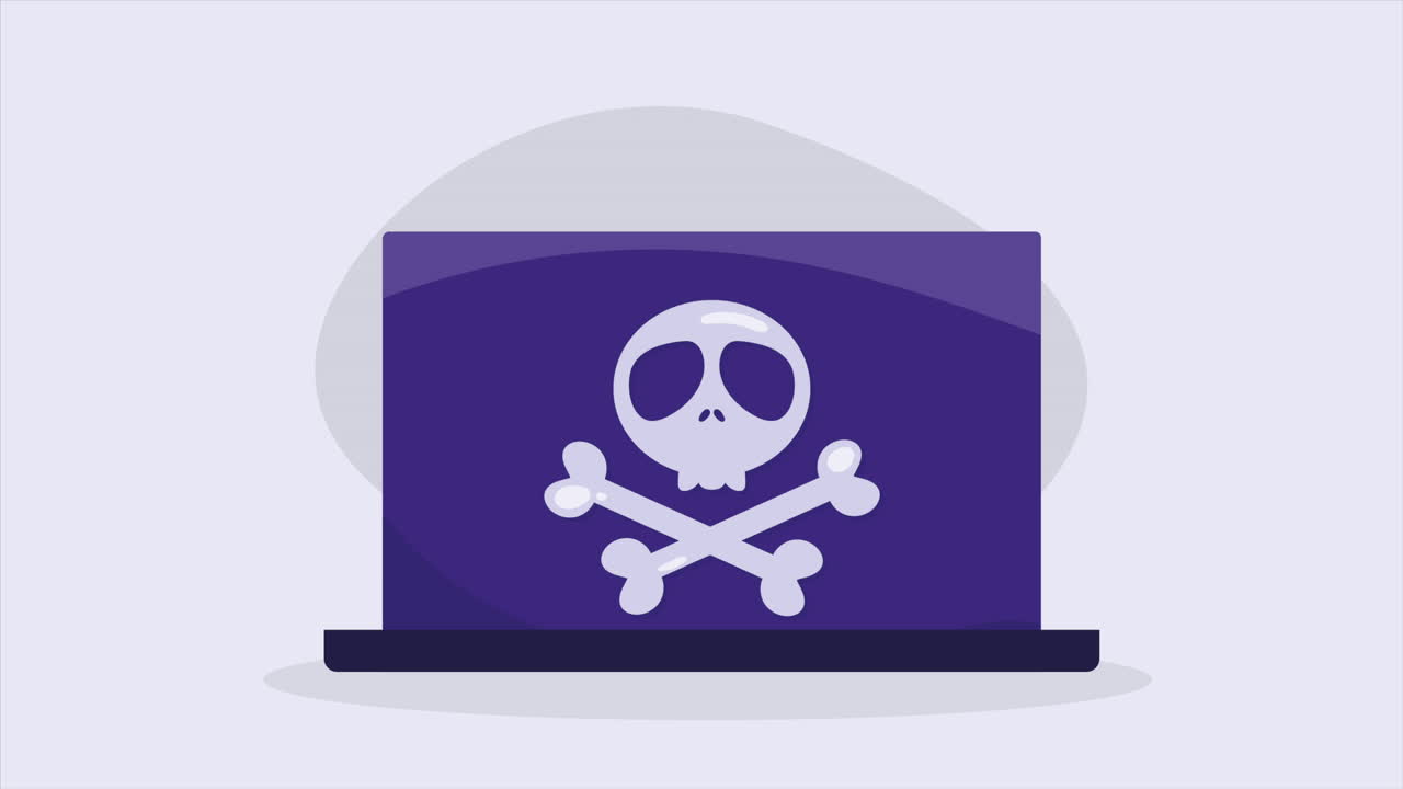 portátil con animación de seguridad cibernética