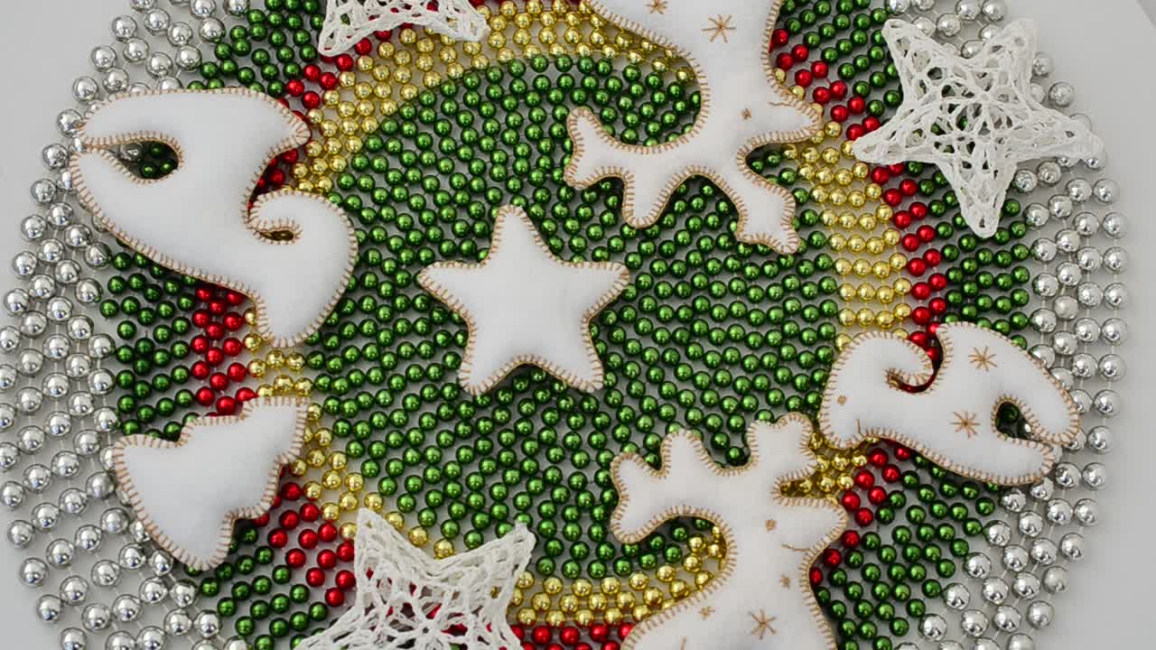 Christmas garland and toys, background. Shooting in the movement