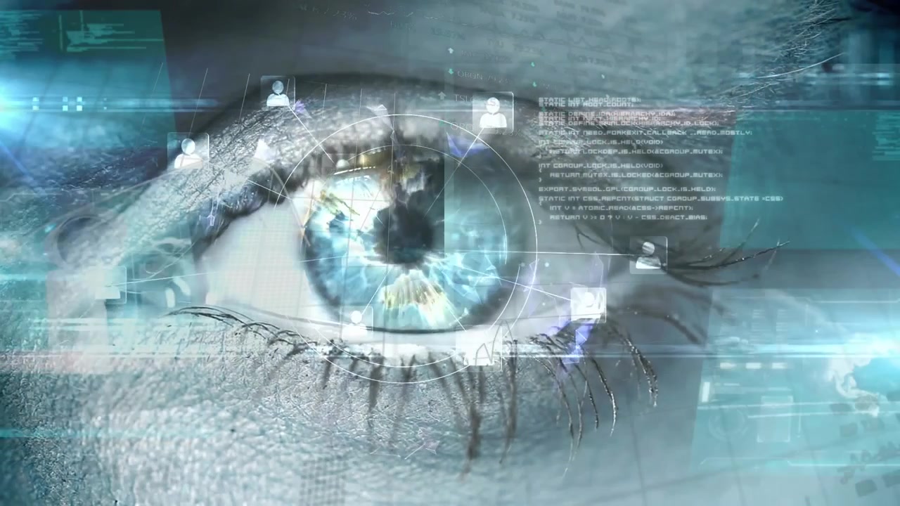 Animation of digital screen with data and eye of caucasian woman