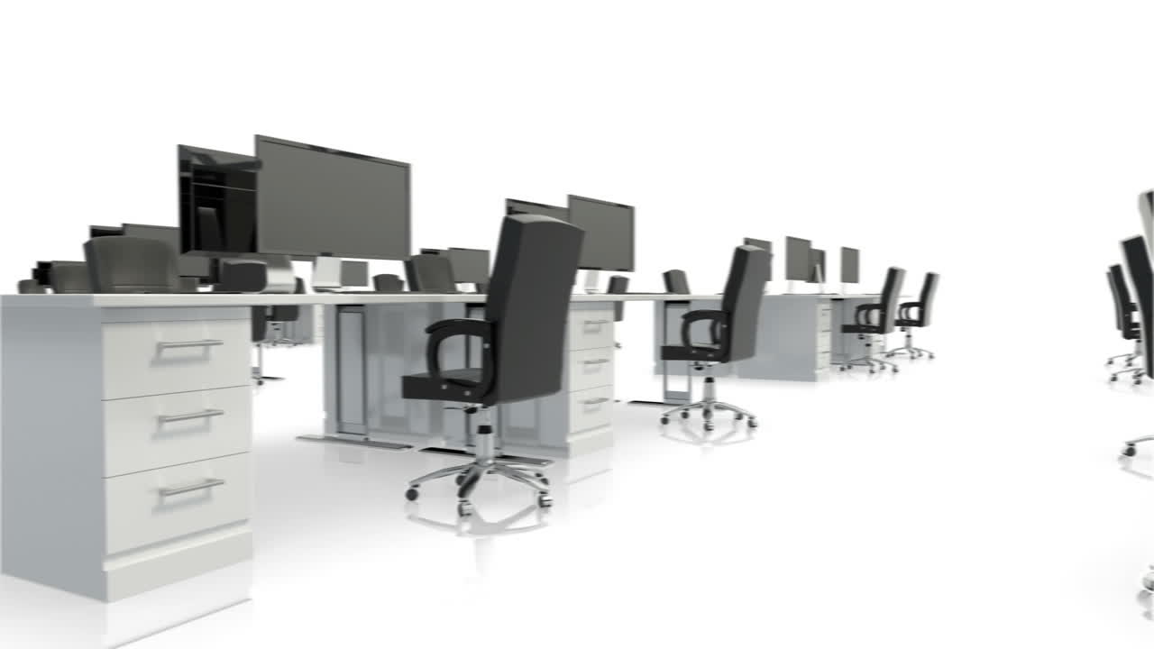 пустой офис с столами и компьютерами