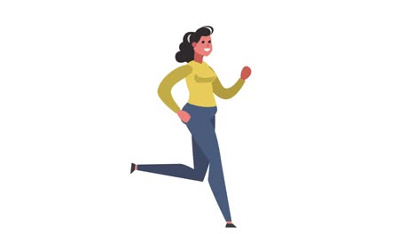 Cartoon Cute Woman Character Run Cycle Isolated Loop 2d Animation