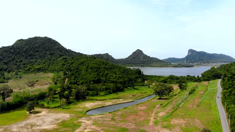 drone shot aerial view scenic landscape of nature mountain and forest place in thailand