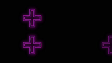 purple plus icons pattern in rows on black gradient