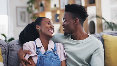 Love,-hug-or-happy-black-couple-in-home-living