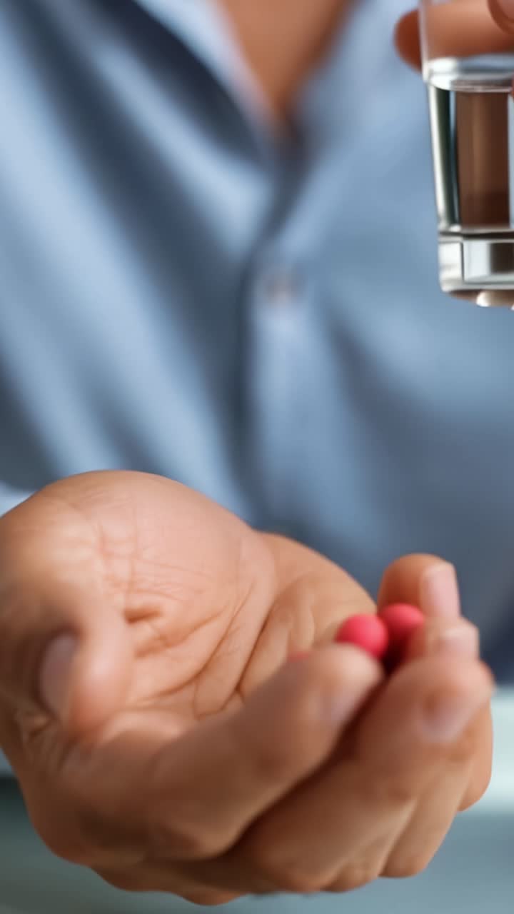A person's hand offers tablets and a glass of water, showcasing the importance of medication and health management in everyday life and well-being practices