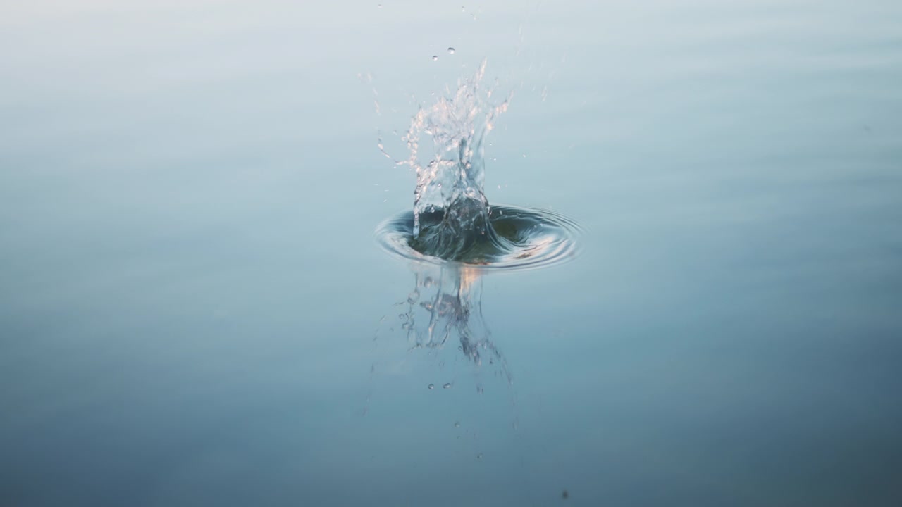 Stone creating ripples in the lake water