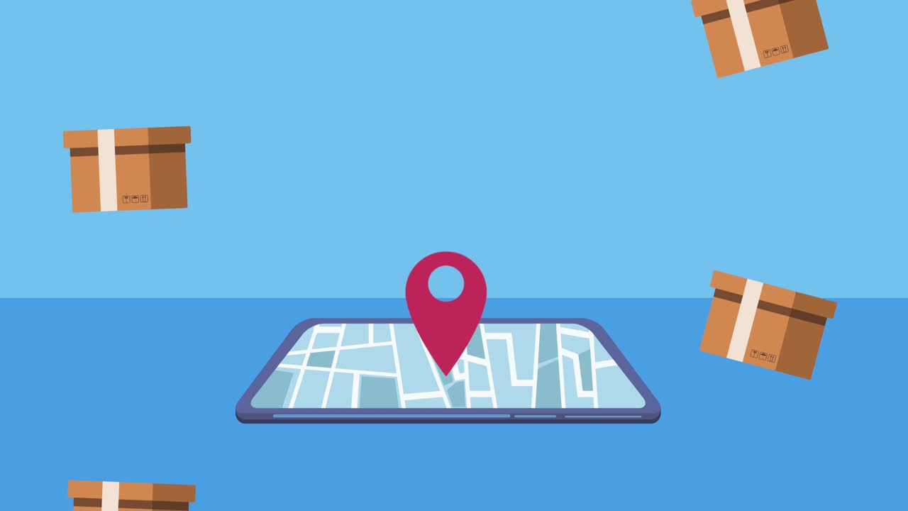 patrón de cajas de cartón con teléfono inteligente