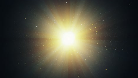 shining sun with sunbeams: cosmic light rays - radiant starlight: atmospheric sun effect