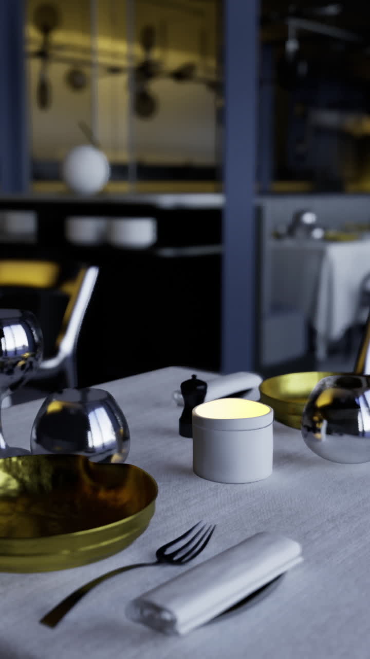 Elegant dining setup in a modern restaurant ready for evening service