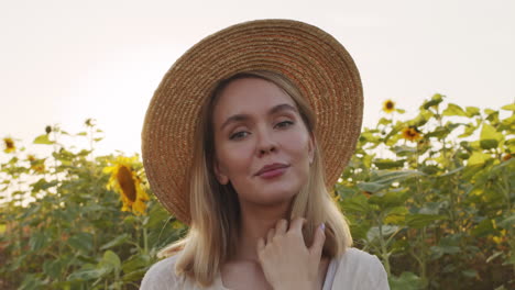 portrait of gorgeous woman in sunflower field