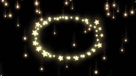 glowing oval of fairy lights on black background