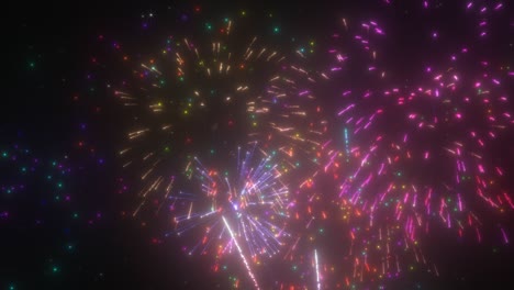 fuegos artificiales en el cielo nocturno explotan luz brillante celebración de vacaciones evento - 4k sin costuras vj bucle de movimiento animación de fondo