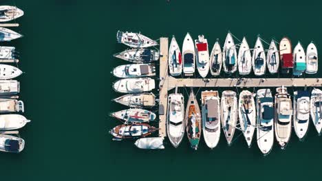 aerial view of a marina with many boats