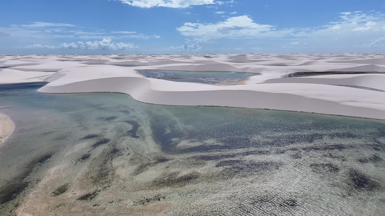 Lencois Maranhenses At Barreirinhas In Maranhao Brazil. Freshwater Lakes Landscape. Dunes Scenery. Lencois Maranhenses At Maranhao. Tourism Travel. Nature Seascape. Beach Background