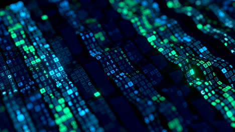 Computer code encrypting on flexible screen 3D render seamless loop animation