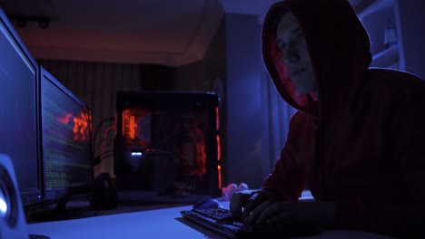 Hintergrund-Eines-Männlichen-Hackers,-Der-Computer-Nutzt,-Um-Verbrechen-Zu-Begehen.