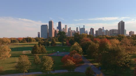 chicago lincoln park basketball court pan shot aerial