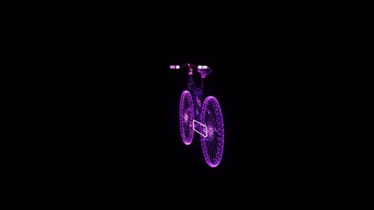 Bike RGB Hologram Wireframe. Nice 3D Animation on a black background with a seamless loop for futuristics projects