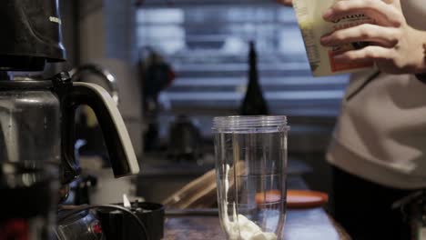 making a great creamy homemade smoothie - close up shot