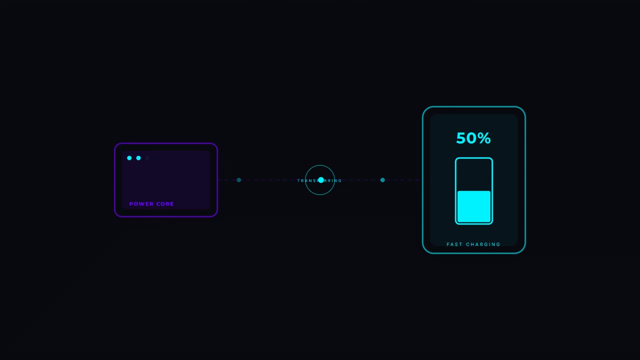 Animazione digitale di ricarica rapida dello smartphone da power bank
