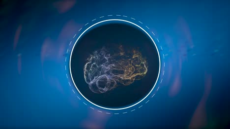 animación de inteligencia artificial. cerebro digital en el diseño de la placa de circuito brillando sobre el fondo de la matriz.