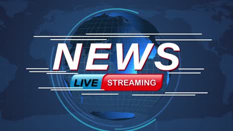 a 40-second animation featuring rotating globe, bold 'news' text, and dynamic transitions in a blue-themed design