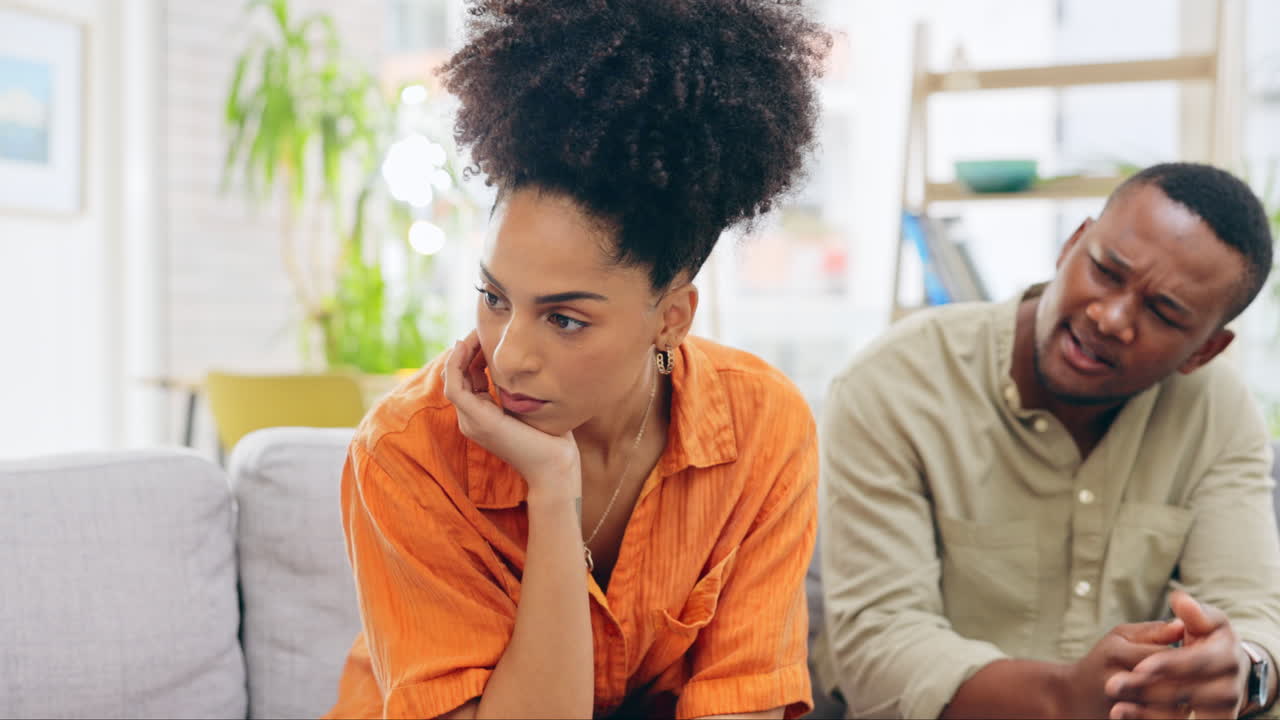 Black couple, divorce and conflict in argument