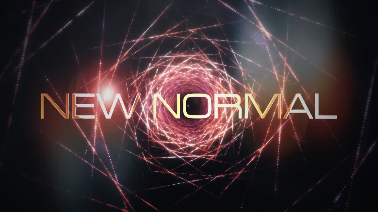 nuevo concepto de fondo del tráiler del título del bucle cinematográfico normal. bucle sin costuras 4k 3d nuevo diseño de estilo futurista creativo normal con luz de llamarada para el desafío de la tecnología empresarial nuevo concepto normal.